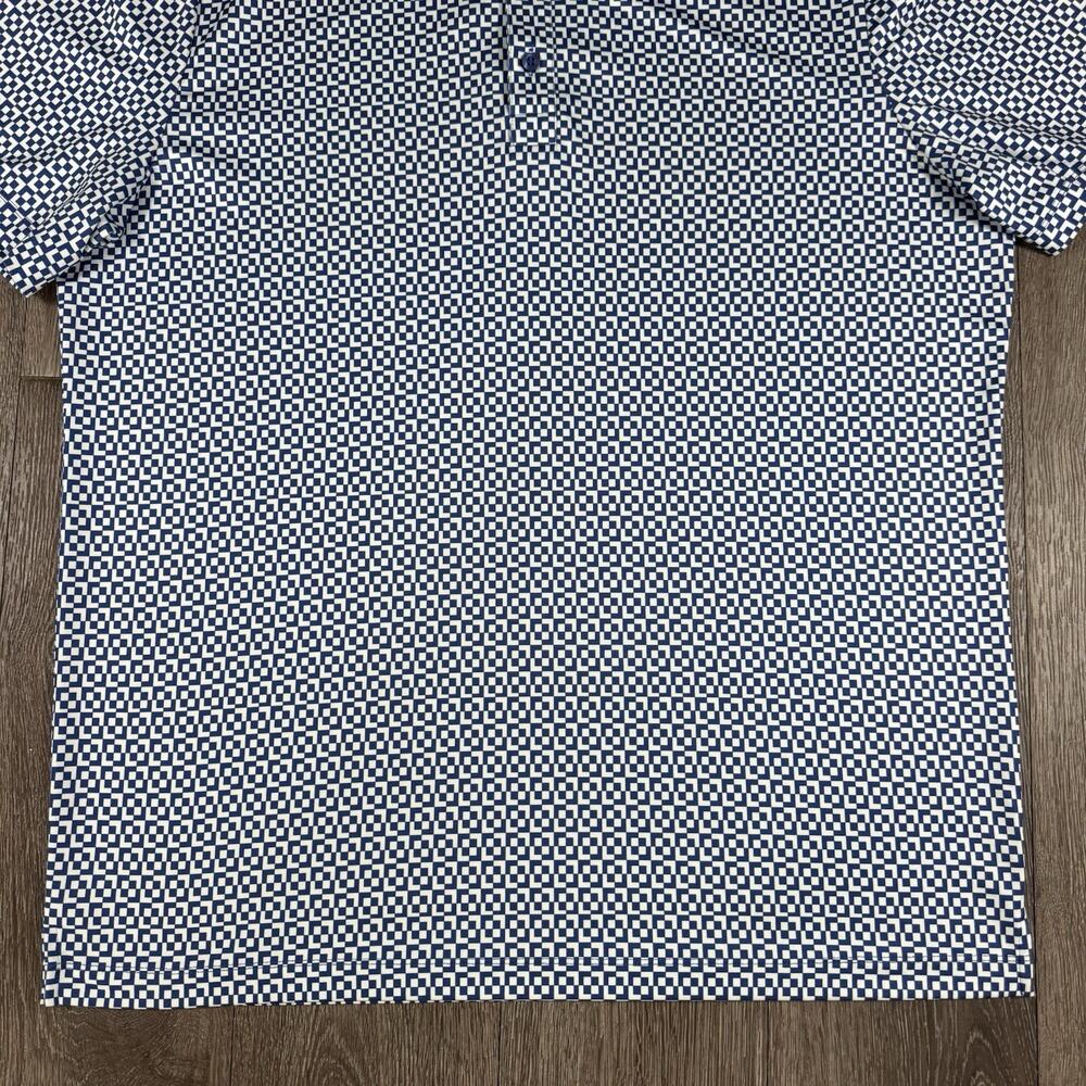 REDVANLY Polo Shirt Mens Large Blue Geometric Golf Performance Stretch Tech - Picture 3 of 12